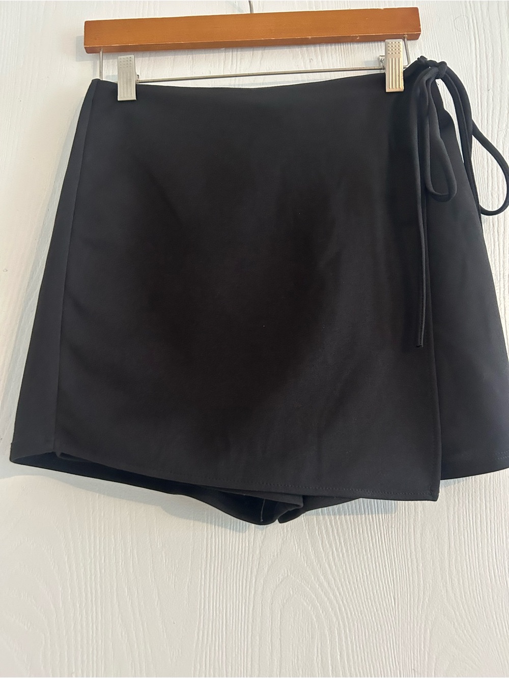 Papaya Black Wrap Skirt with Logo Tag